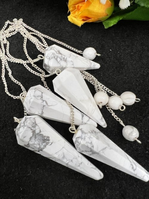 Howlite Gemstone Dowsing Cone Pendulum - 2 Inch Length, 20 Grams Weight, Elegant White Color | Spiritual Tool For Divination And Meditation