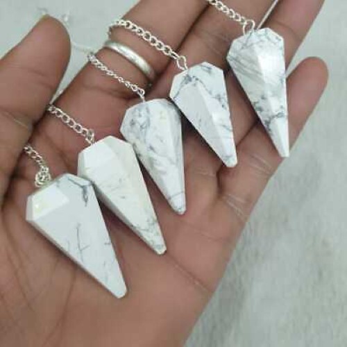 Howlite Gemstone Dowsing Cone Pendulum - 2 Inch Length, 20 Grams Weight, Elegant White Color | Spiritual Tool For Divination And Meditation