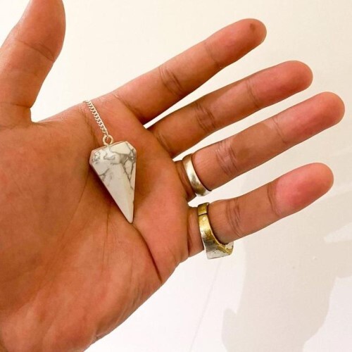 Howlite Gemstone Dowsing Cone Pendulum - 2 Inch Length, 20 Grams Weight, Elegant White Color | Spiritual Tool For Divination And Meditation