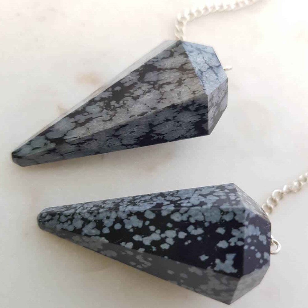 Snowflake Gemstone Dowsing Cone Pendulum - Color: Black