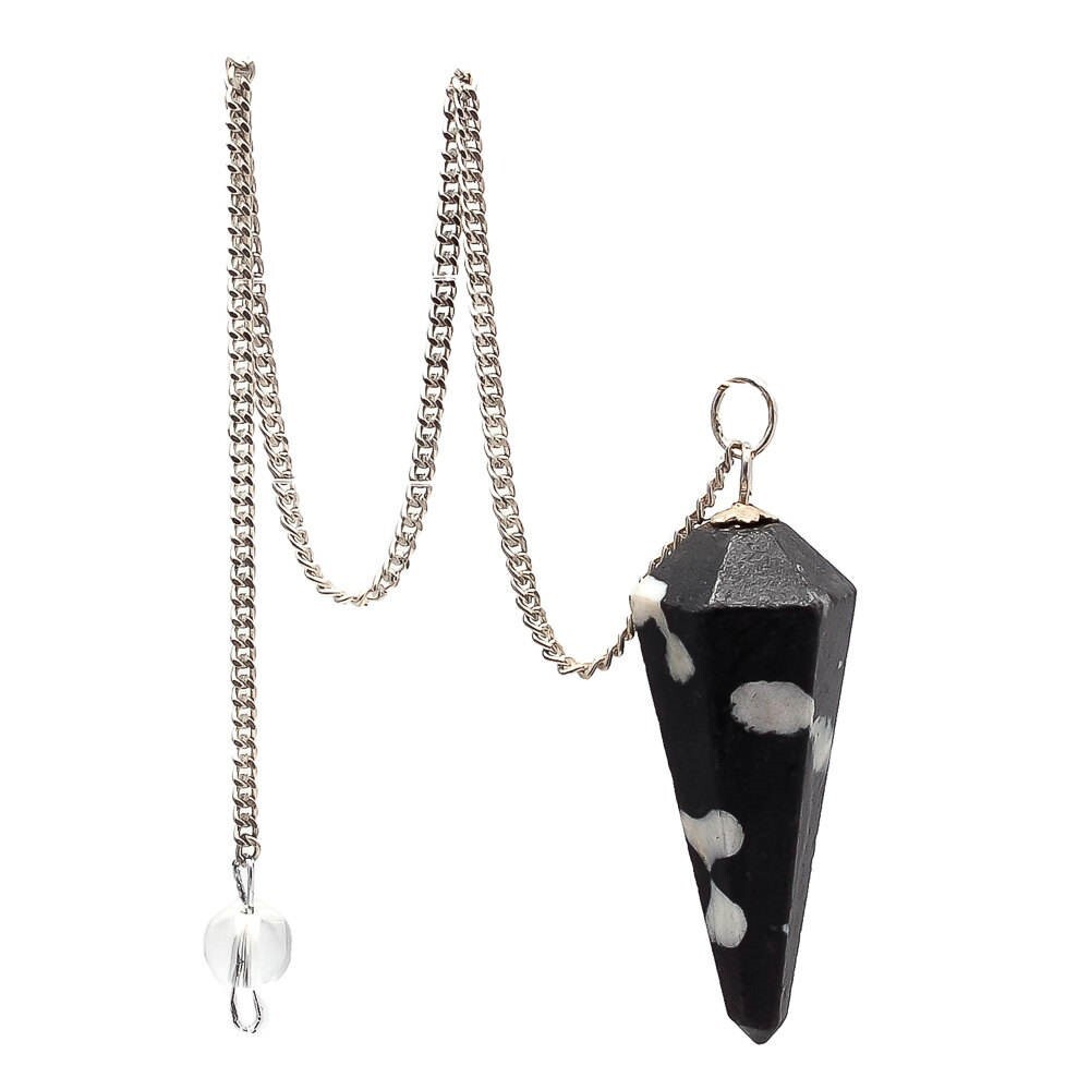 Snowflake Gemstone Dowsing Cone Pendulum - Color: Black