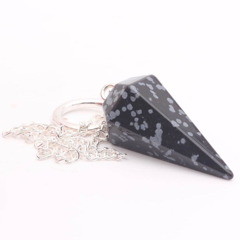 Snowflake Gemstone Dowsing Cone Pendulum - Color: Black
