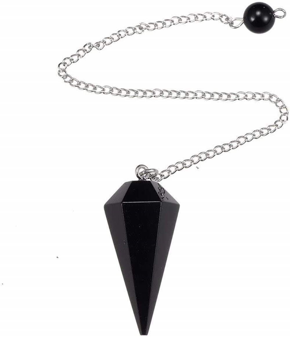 Black Obsidian Gemstone Dowsing Cone Pendulum - Size: 2 Inch