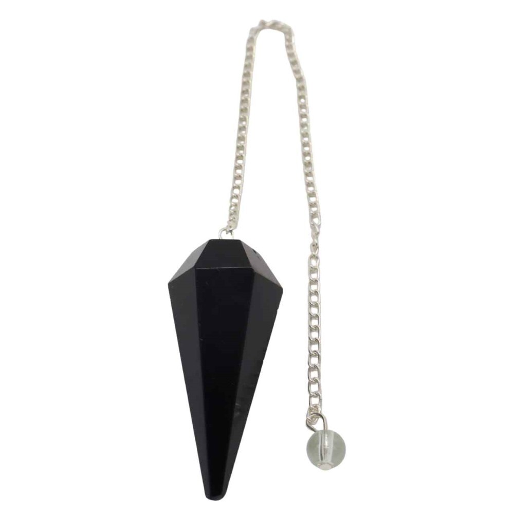 Black Obsidian Gemstone Dowsing Cone Pendulum - Size: 2 Inch