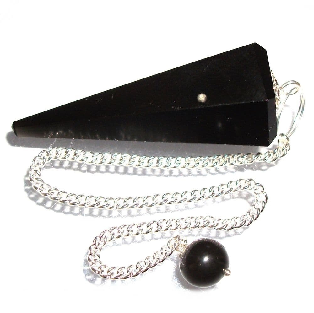 Black Obsidian Gemstone Dowsing Cone Pendulum - Size: 2 Inch