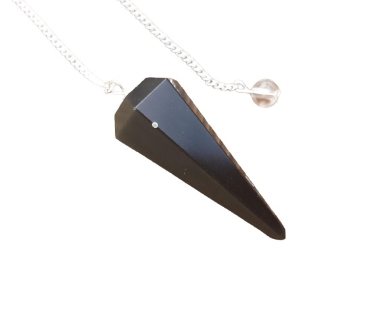 Black Obsidian Gemstone Dowsing Cone Pendulum - Size: 2 Inch