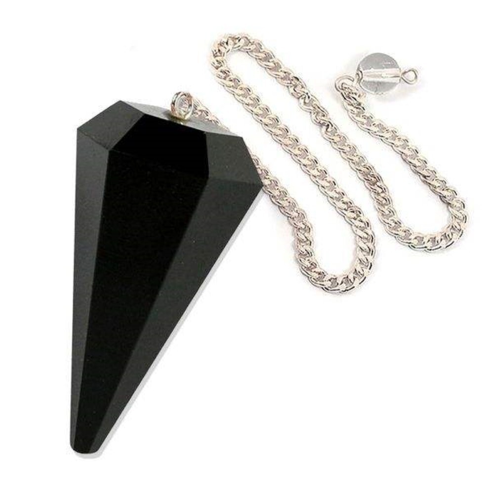 Black Obsidian Gemstone Dowsing Cone Pendulum - Size: 2 Inch