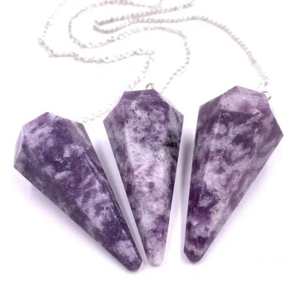 Lepidolite Dowsing Cone Pendulum - 2 Inch Size, Purple Gemstone With Soothing Properties And Emotional Healing Benefits