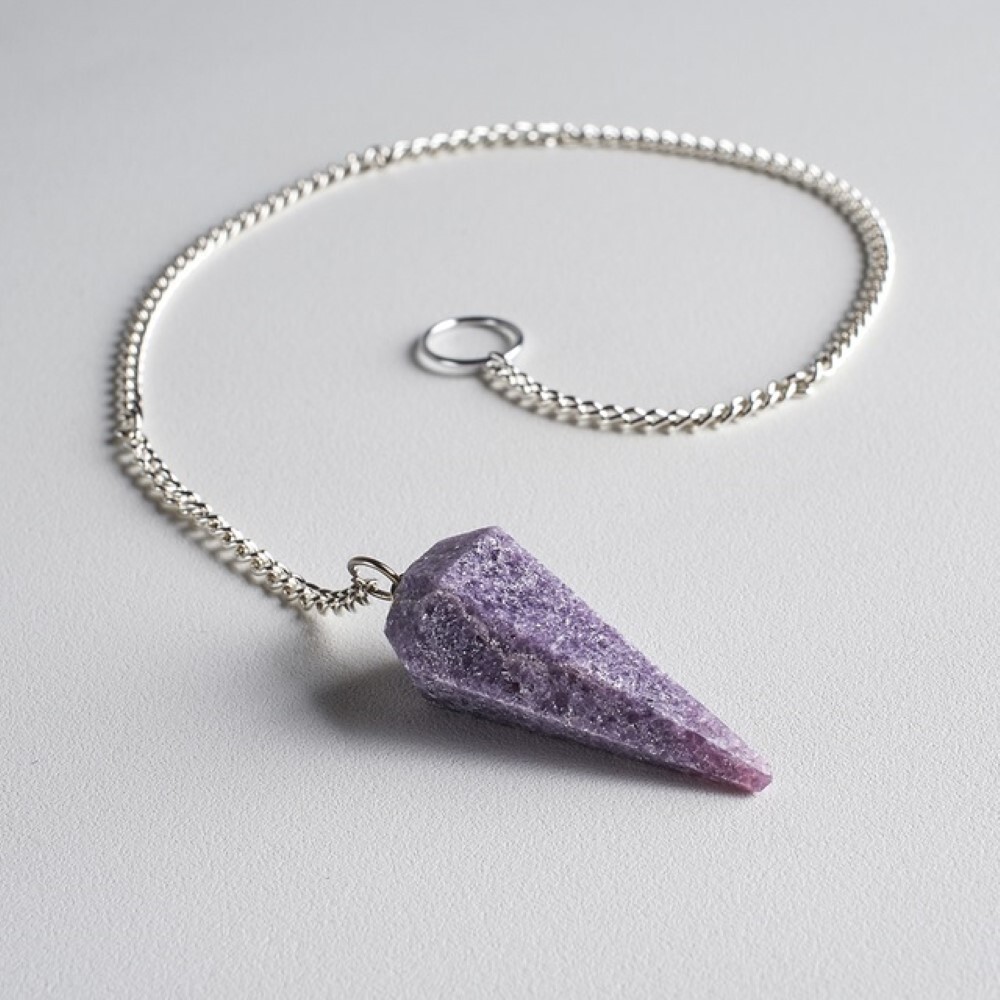 Lepidolite Dowsing Cone Pendulum - 2 Inch Size, Purple Gemstone With Soothing Properties And Emotional Healing Benefits