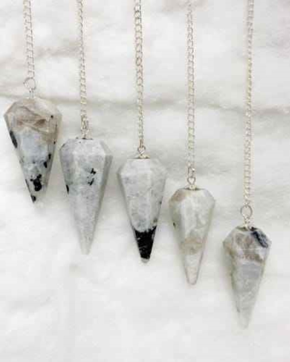 Rainbow Moon Stone Dowsing Cone Pendulum - Rainbow Moon Stone, 2 Inch, White Color, 20 Grams Weight | Intuition Enhancer, Durable Design