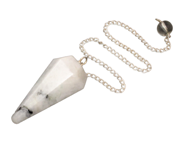 Rainbow Moon Stone Dowsing Cone Pendulum - Rainbow Moon Stone, 2 Inch, White Color, 20 Grams Weight | Intuition Enhancer, Durable Design