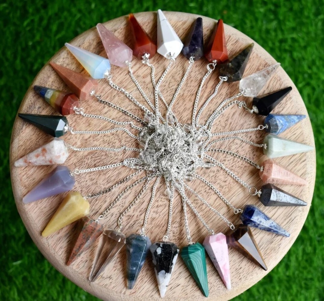 Multy Gemstone Dowsing Cone Pendulum - Multicolor Gemstone, 2 Inch Size, 20 Grams Weight | Suitable For Beginners, Ideal For Dowsing And Divination