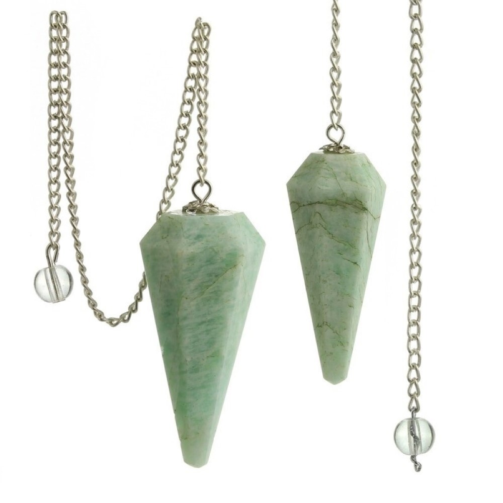 Amazonite Gemstone Dowsing Cone Pendulum - 2 Inch, Green Color, 20 Grams Weight | Ideal For Dowsing And Jewelry Use