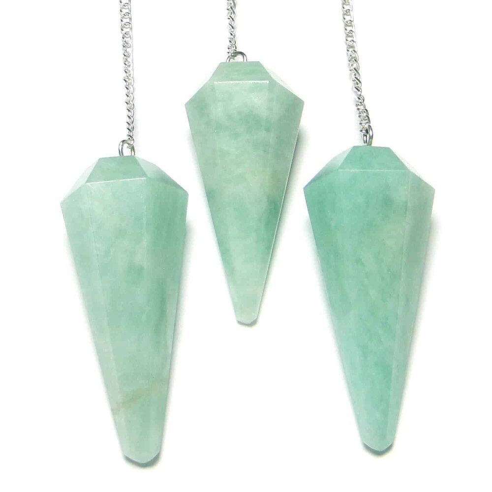 Amazonite Gemstone Dowsing Cone Pendulum - 2 Inch, Green Color, 20 Grams Weight | Ideal For Dowsing And Jewelry Use