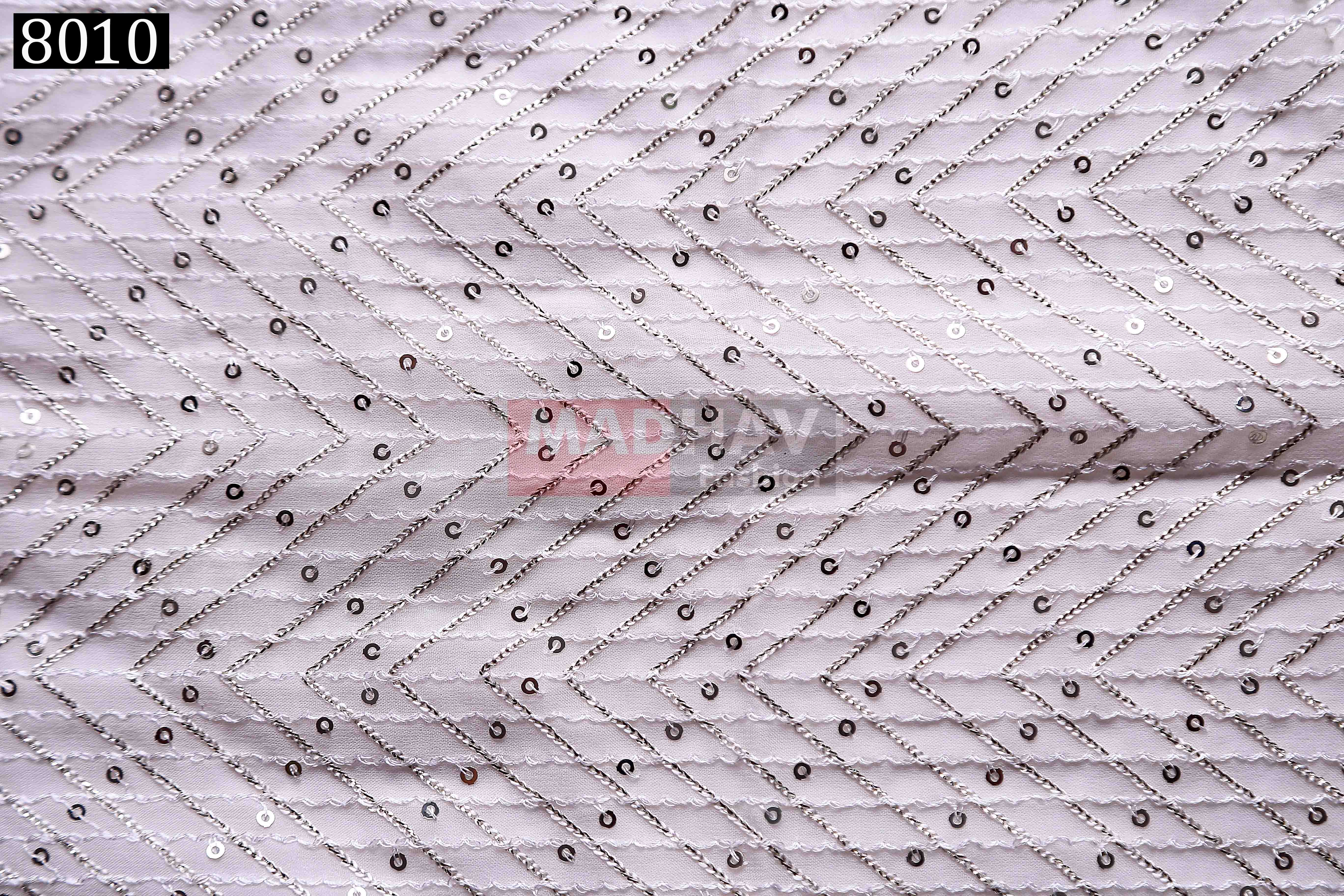 Sherwani And Kurta Fabric - Cotton & Georgette, 44 Meter Width | White, Light Weight, Embroided Design For Back, Suit, Sherwani & Kurta Use