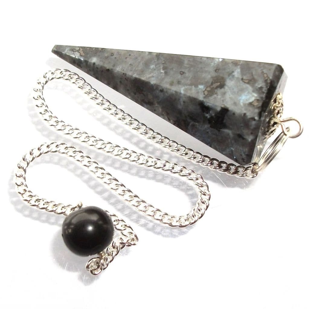High Quality Polished Larvakite Gemstone Dowsing Cone Pendulum - Larvakite, 2 Inch, Gray, 20 Grams | Durable, Suitable For Professionals & Beginners, Chakra Balancing Tool