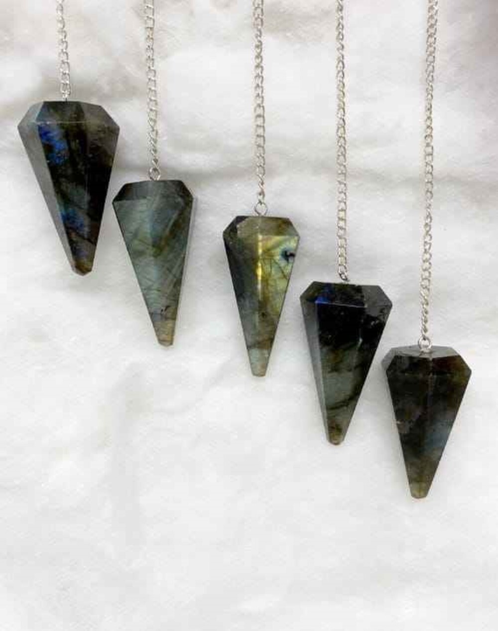Natural Labradorite Gemstone Dowsing Cone Pendulum - Size: 2 Inch