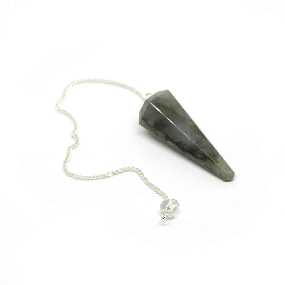 Natural Labradorite Gemstone Dowsing Cone Pendulum - Size: 2 Inch