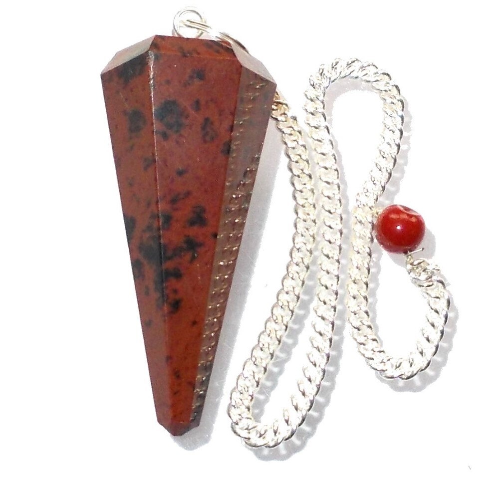 High Polished Mahogany Gemstone Dowsing Cone Pendulum - Red Gemstone, 2 Inch Size, 20 Grams Weight | Suitable For Beginners, Energy Healing, Intuition Enhancement