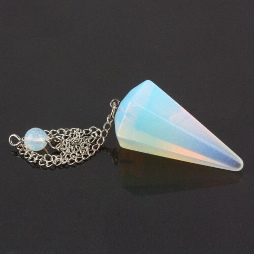 Natural Opalite Gemstone Dowsing Cone Pendulum - 2 Inch, White Color, 20 Grams | Ideal For Dowsing, Lightweight, Enhances Energy Flow