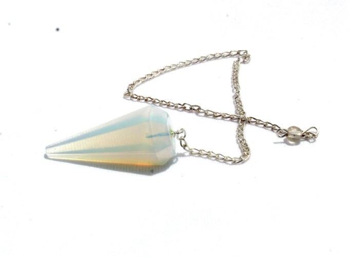 Natural Opalite Gemstone Dowsing Cone Pendulum - 2 Inch, White Color, 20 Grams | Ideal For Dowsing, Lightweight, Enhances Energy Flow