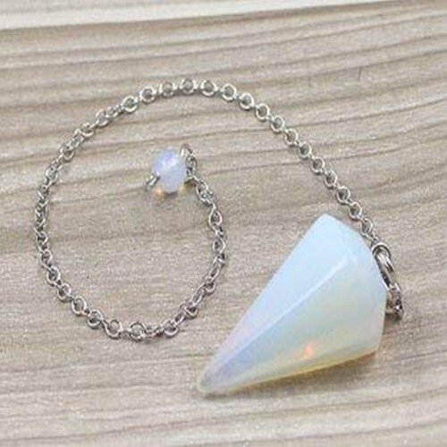 Natural Opalite Gemstone Dowsing Cone Pendulum - 2 Inch, White Color, 20 Grams | Ideal For Dowsing, Lightweight, Enhances Energy Flow