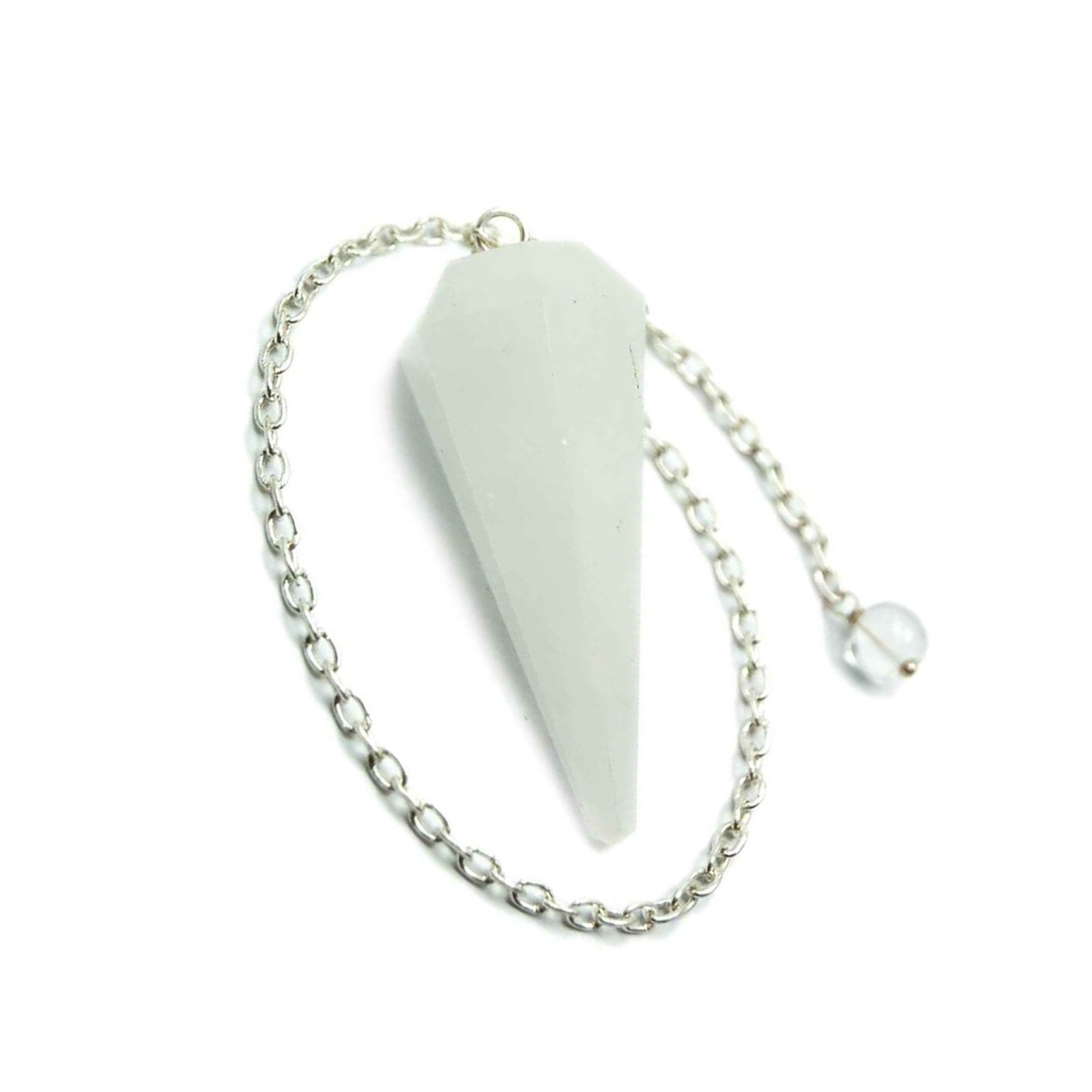 High Quality Polished Selenite Gemstone Dowsing Cone Pendulum - 2 Inch Size, White Color | 20g Weight, Intuitive Divination Tool For Beginners