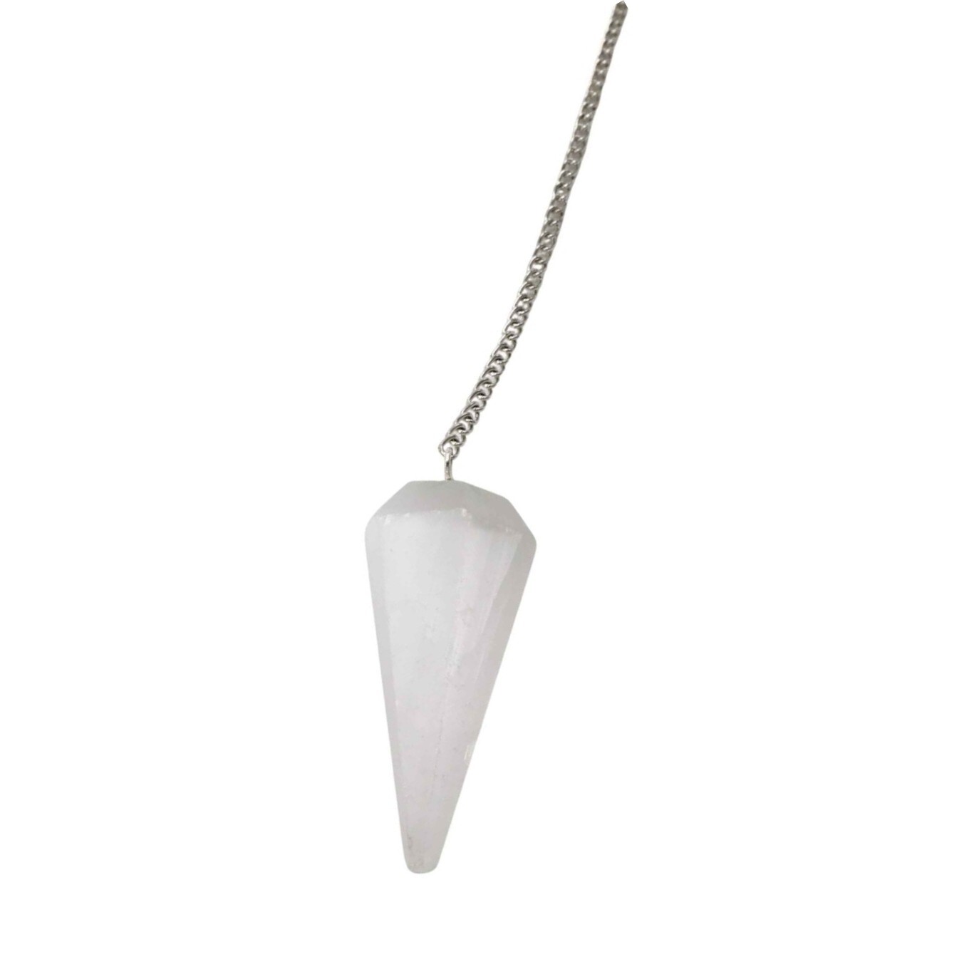 High Quality Polished Selenite Gemstone Dowsing Cone Pendulum - 2 Inch Size, White Color | 20g Weight, Intuitive Divination Tool For Beginners