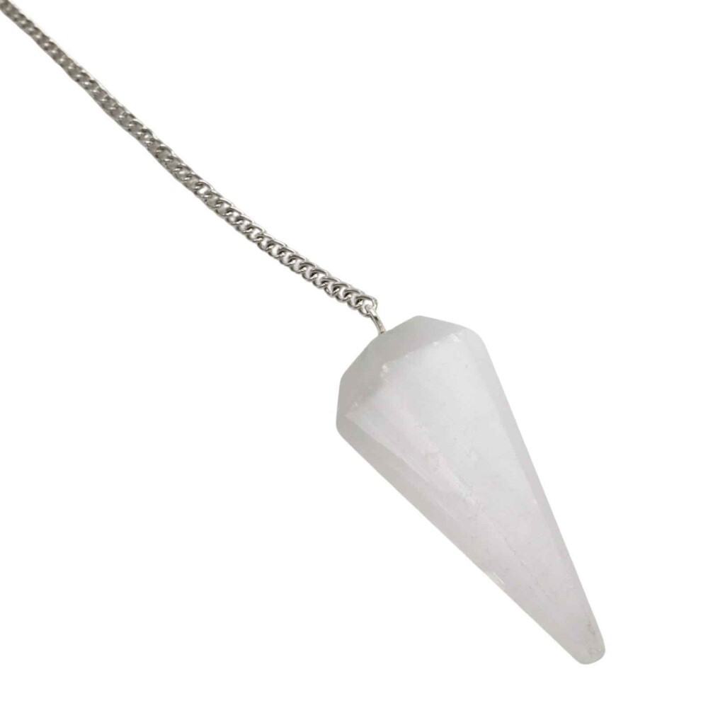 High Quality Polished Selenite Gemstone Dowsing Cone Pendulum - 2 Inch Size, White Color | 20g Weight, Intuitive Divination Tool For Beginners
