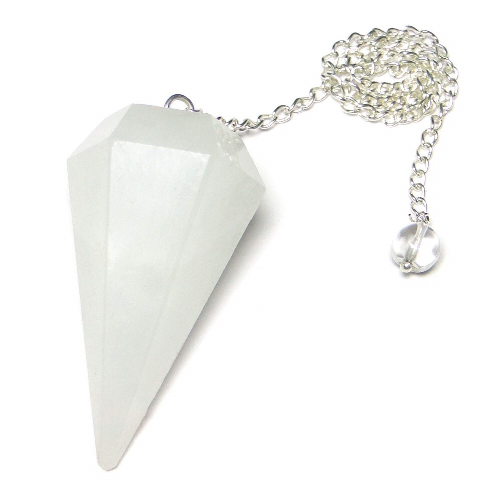 High Quality Polished Selenite Gemstone Dowsing Cone Pendulum - 2 Inch Size, White Color | 20g Weight, Intuitive Divination Tool For Beginners