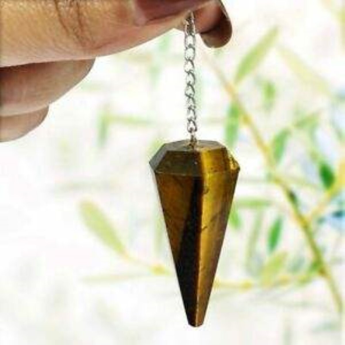 Natural Tiger Eye Gemstone Dowsing Cone Pendulum - 2 Inch, Yellow Color, Weighs 20 Grams | Enhances Intuition, Suitable For Dowsing Techniques