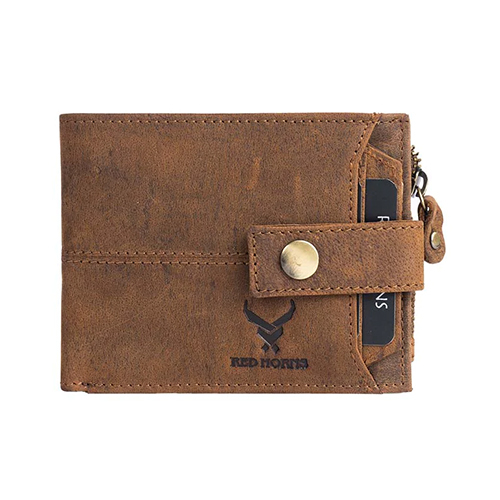 पुरुषों के रेडहॉर्न का असली लेदर बाई-फोल्ड वॉलेट
