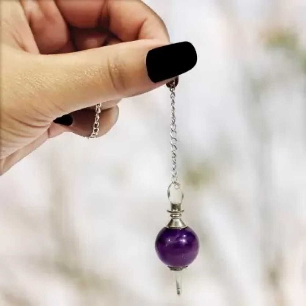 Natural High Quality Amethyst Gemstone Crystal Sphere Ball Pendulum - Shape: Round