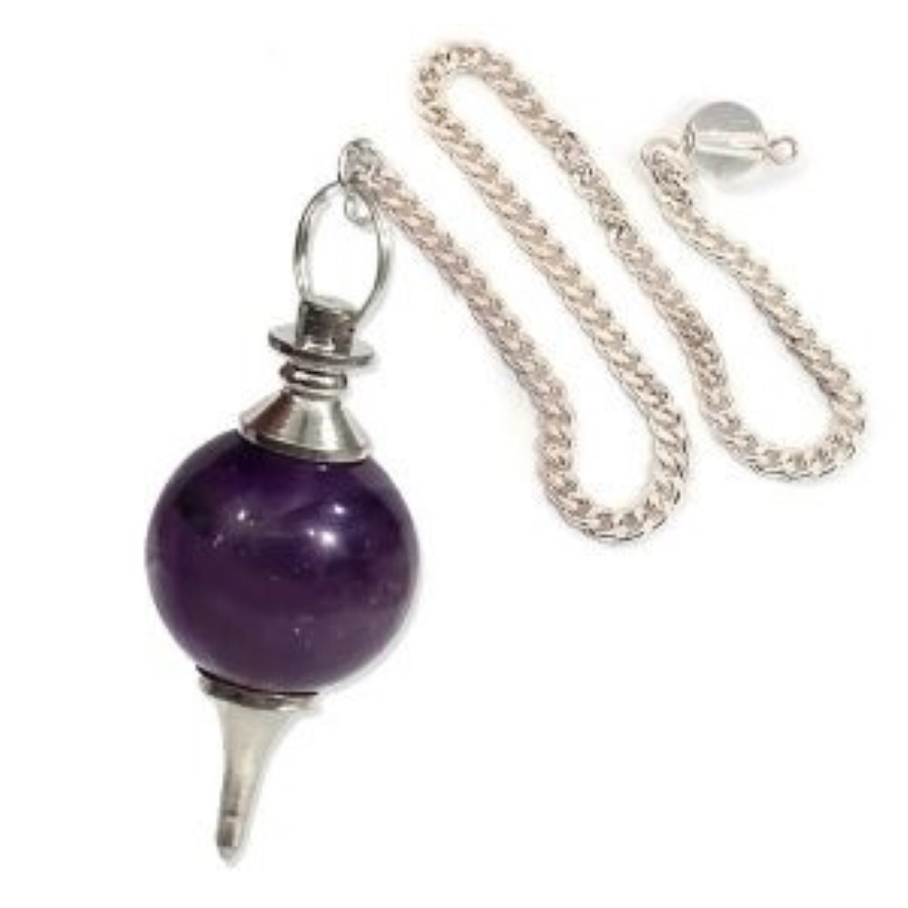 Natural High Quality Amethyst Gemstone Crystal Sphere Ball Pendulum - Shape: Round