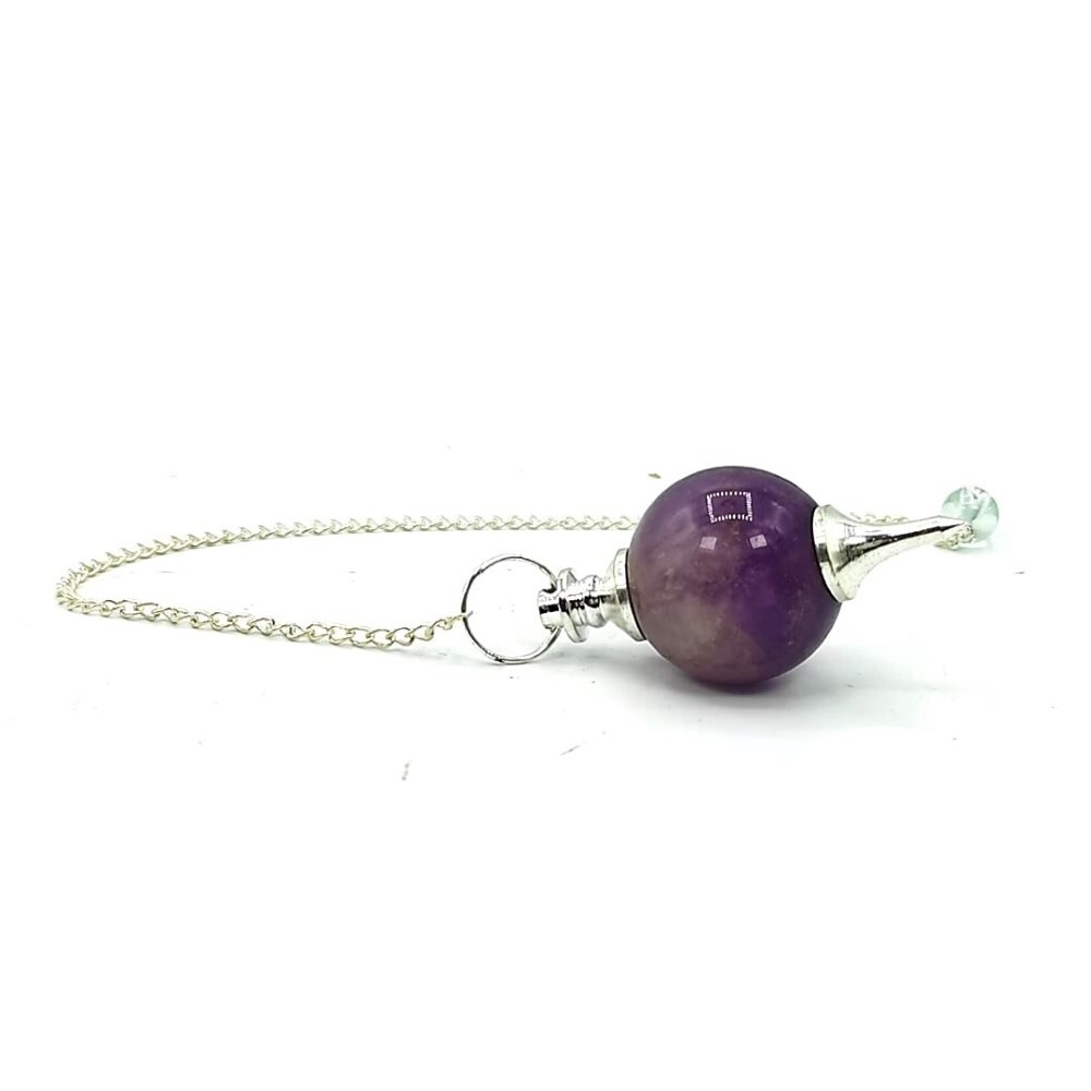 Natural High Quality Amethyst Gemstone Crystal Sphere Ball Pendulum - Shape: Round