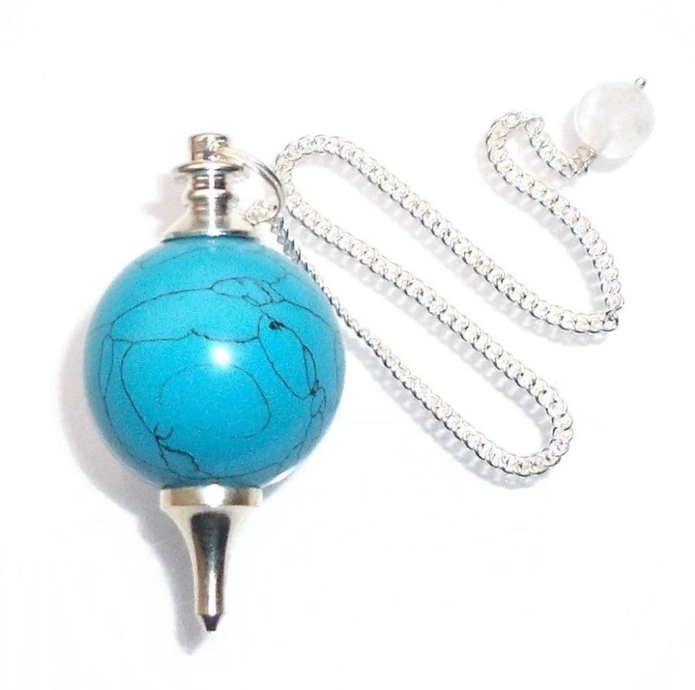 Natural High Quality Turquoise Gemstone Crystal Sphere Ball Pendulum - Shape: Round