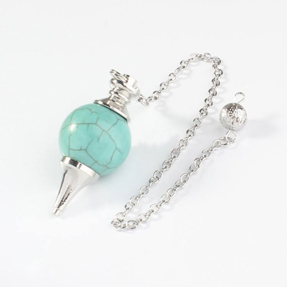 Natural High Quality Turquoise Gemstone Crystal Sphere Ball Pendulum - Shape: Round