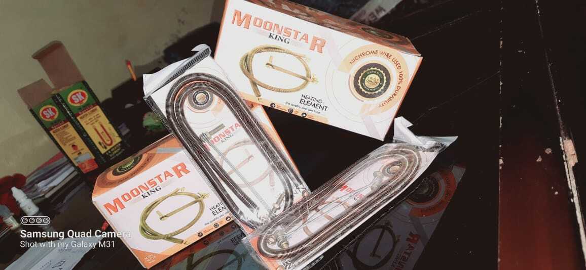 Heater Elements 2000 Watts - Nichrome Wire, 24cm Size, Golden Color, 2000 Watt Power, 580 Grams Weight, 1-year Warranty, 10 Pieces Per Box