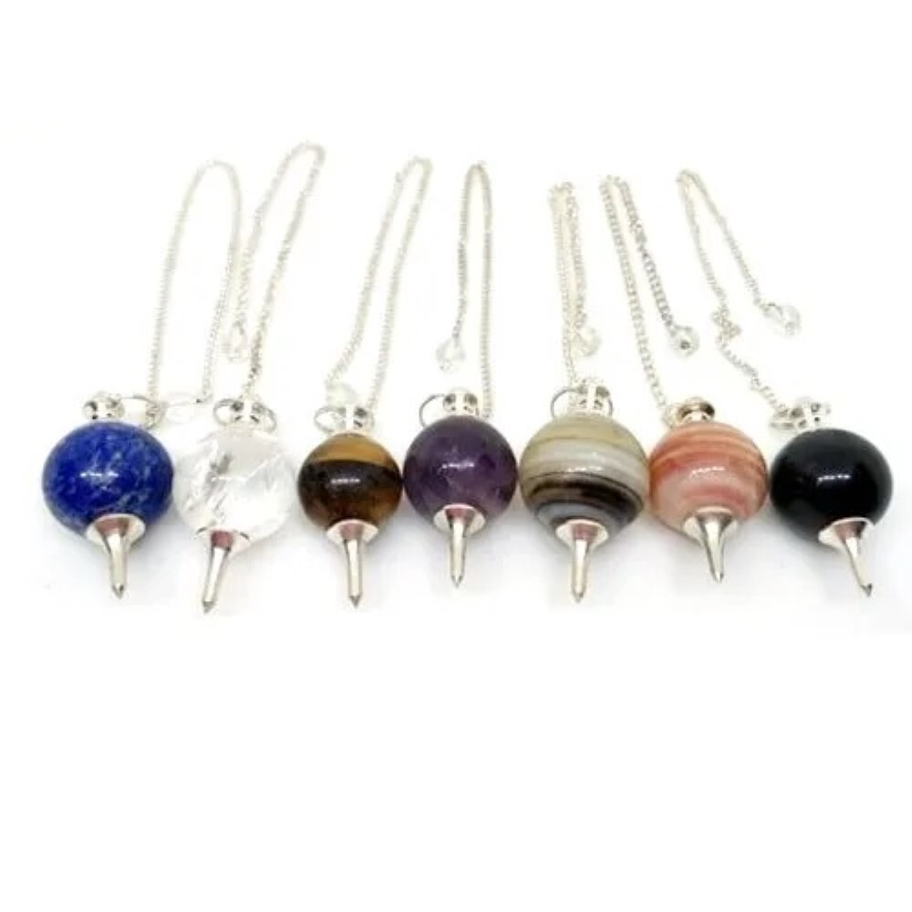 Natural Black Obsidian Gemstone Crystal Sphere Ball Pendulum - Natural Black Obsidian, 2 Inch Size, Black Color, 20 Grams Weight | Ideal For Divination And Spiritual Practices