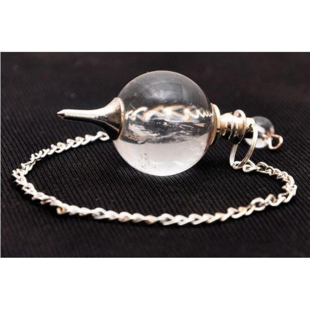 Natural High Quality Clear Quartz Gemstone Crystal Sphere Ball Pendulum - 2 Inch, White Color, 20 Grams Weight, Round Shape, Inner Self Connection