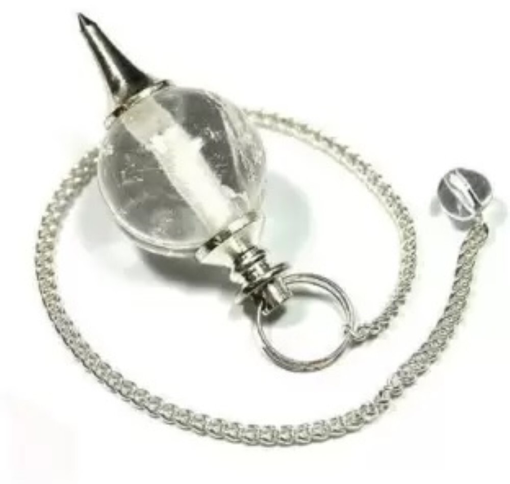Natural High Quality Clear Quartz Gemstone Crystal Sphere Ball Pendulum - 2 Inch, White Color, 20 Grams Weight, Round Shape, Inner Self Connection