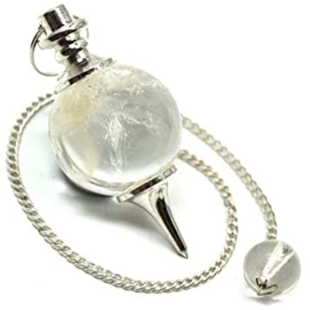 Natural High Quality Clear Quartz Gemstone Crystal Sphere Ball Pendulum - 2 Inch, White Color, 20 Grams Weight, Round Shape, Inner Self Connection