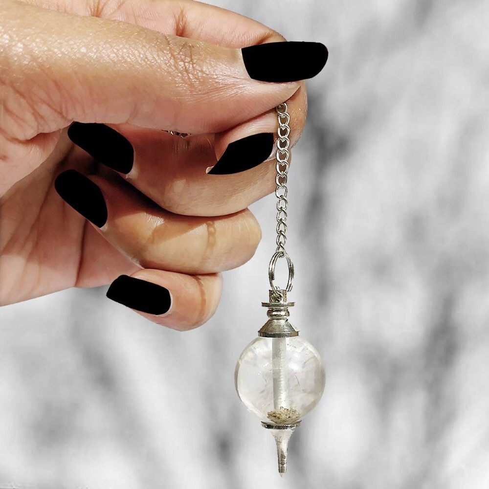 Natural High Quality Clear Quartz Gemstone Crystal Sphere Ball Pendulum - 2 Inch, White Color, 20 Grams Weight, Round Shape, Inner Self Connection