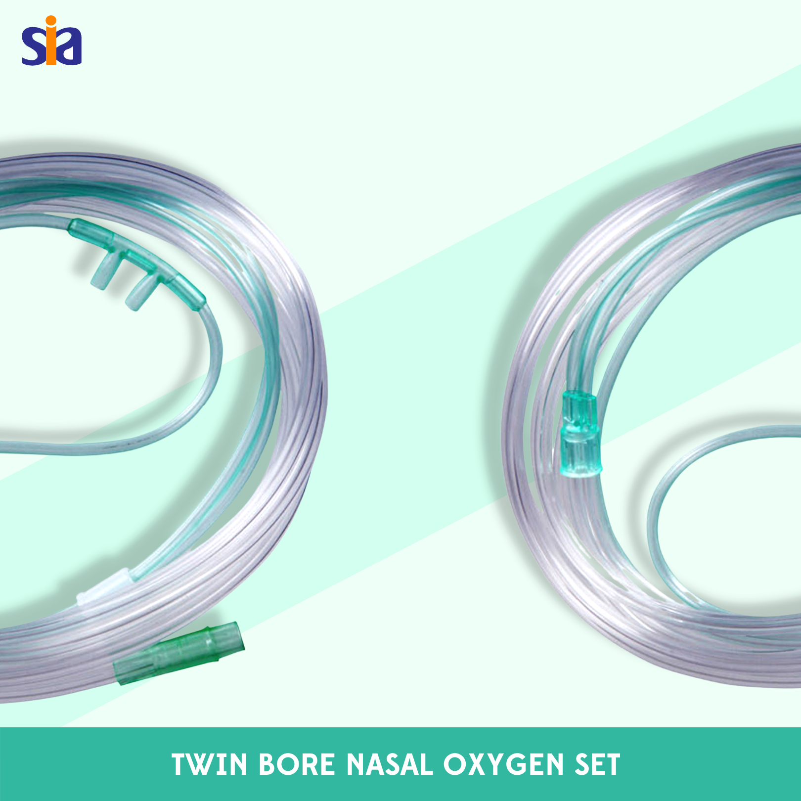 Twin Bore Nasal Oxygen Set - Rubber Material, Sterile, Prolong Style Curved Prong For Adult & Pediatric Use | Soft Nasals Twin Prong Tips, Kink-resistant Tubing, Portable