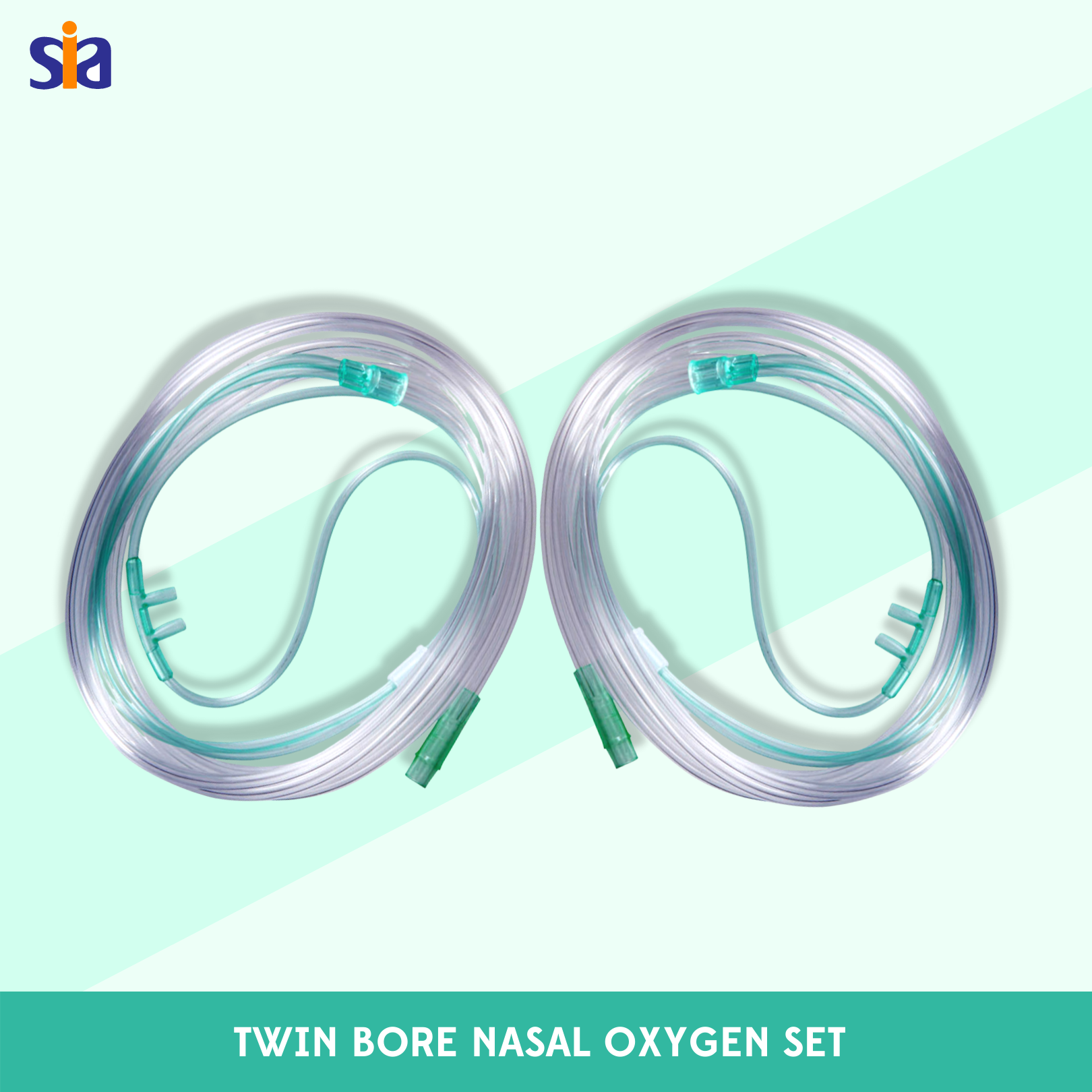 Twin Bore Nasal Oxygen Set - Rubber Material, Sterile, Prolong Style Curved Prong For Adult & Pediatric Use | Soft Nasals Twin Prong Tips, Kink-resistant Tubing, Portable