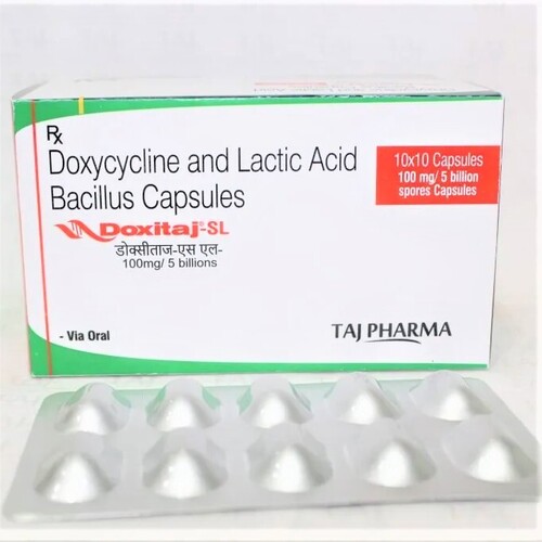 Doxycycline And Lactic Acid Bacillus Capsules 100mg/5 Billion Spores Expiration Date: 3 Years