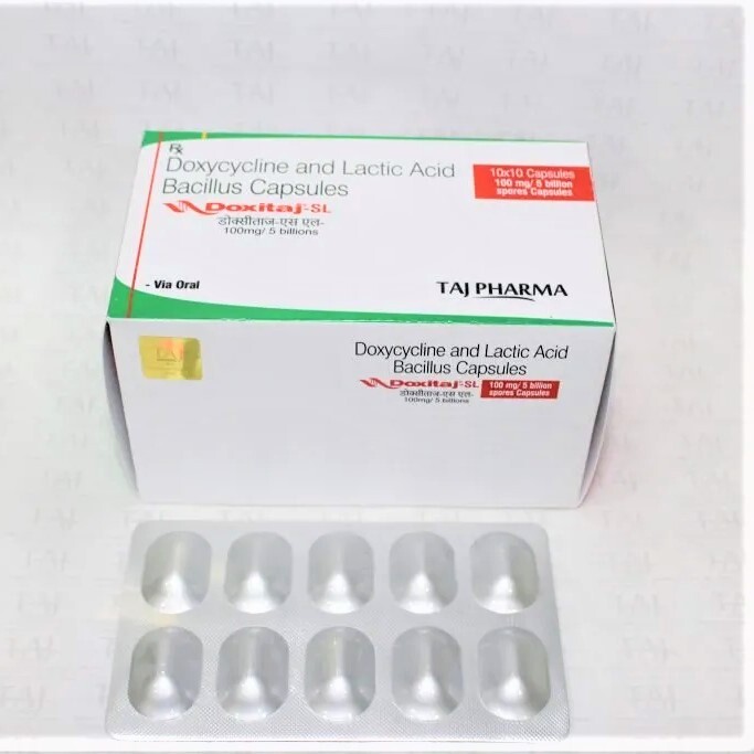 Doxycycline And Lactic Acid Bacillus Capsules 100mg/5 Billion Spores Expiration Date: 3 Years