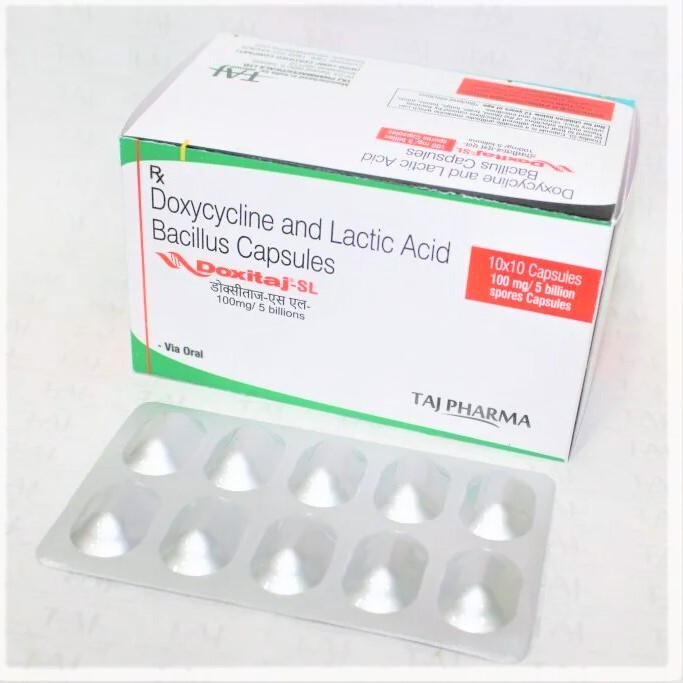 Doxycycline And Lactic Acid Bacillus Capsules 100mg/5 Billion Spores Expiration Date: 3 Years