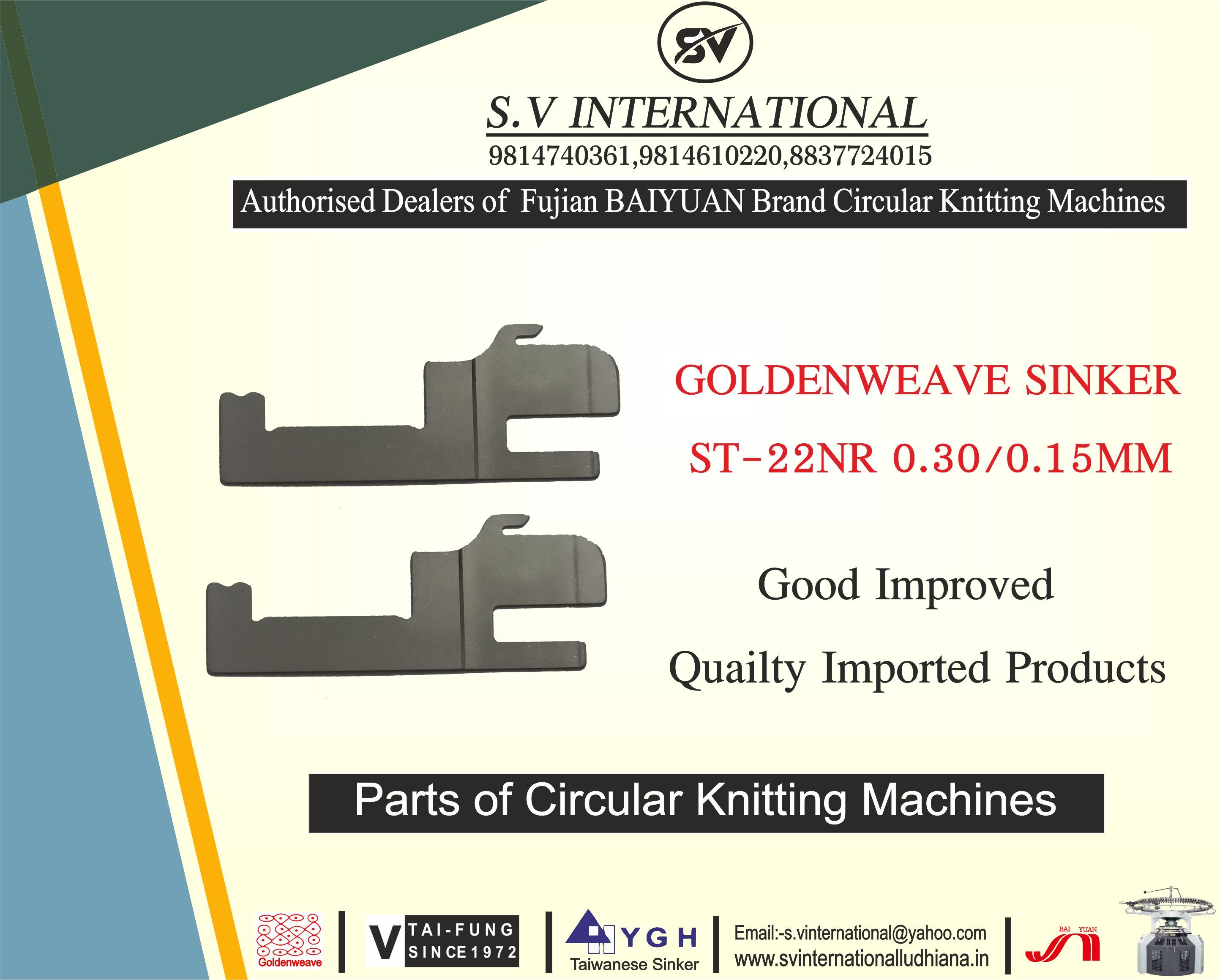 Sinker St-22nr 0.30/0.15mm - Golden Weave Material , Industrial Usage With Warranty | Compatible With Circular Knitting Machines Accessories