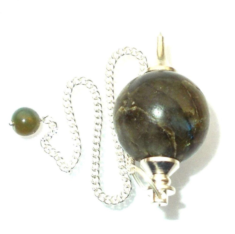 Natural High Quality Labradorite Gemstone Crystal Sphere Ball Pendulum - High-quality Labradorite 2 Inch Size Grey Color Weighs 20 Grams | Ideal For Intuition Balance Protection